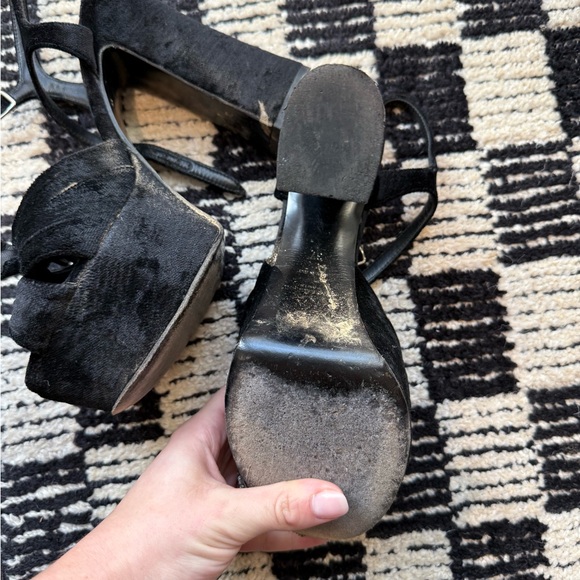 YSL Black Velvet Platform Heels 37 - Picture 6 of 12